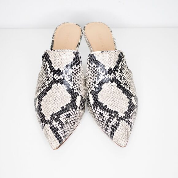 Veronica Beard Pearla Mules Python Snake Embossed Kitten Heel Pointed Toe 6.5 - Picture 4 of 8
